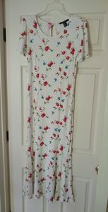 White with floral maxi dress